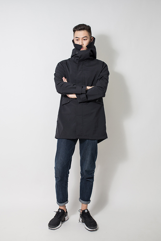 Long woven jacket for men